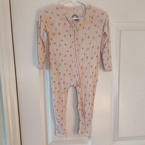 Long-Sleeve Footed One-Piece in Light Pink Floral